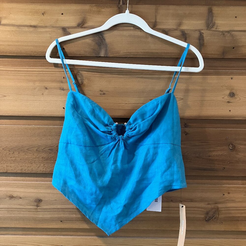 Reformation Sansa Linen Top in color Grotto